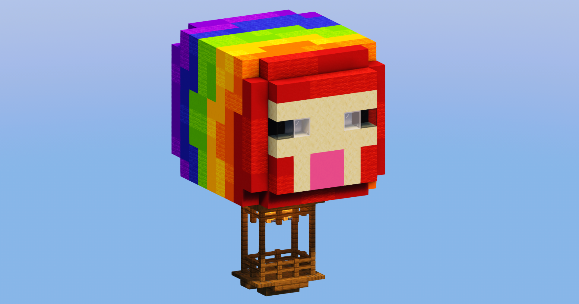 Rainbow Sheep Hot Air Balloon — Minecraft Build by LeonisBuilds