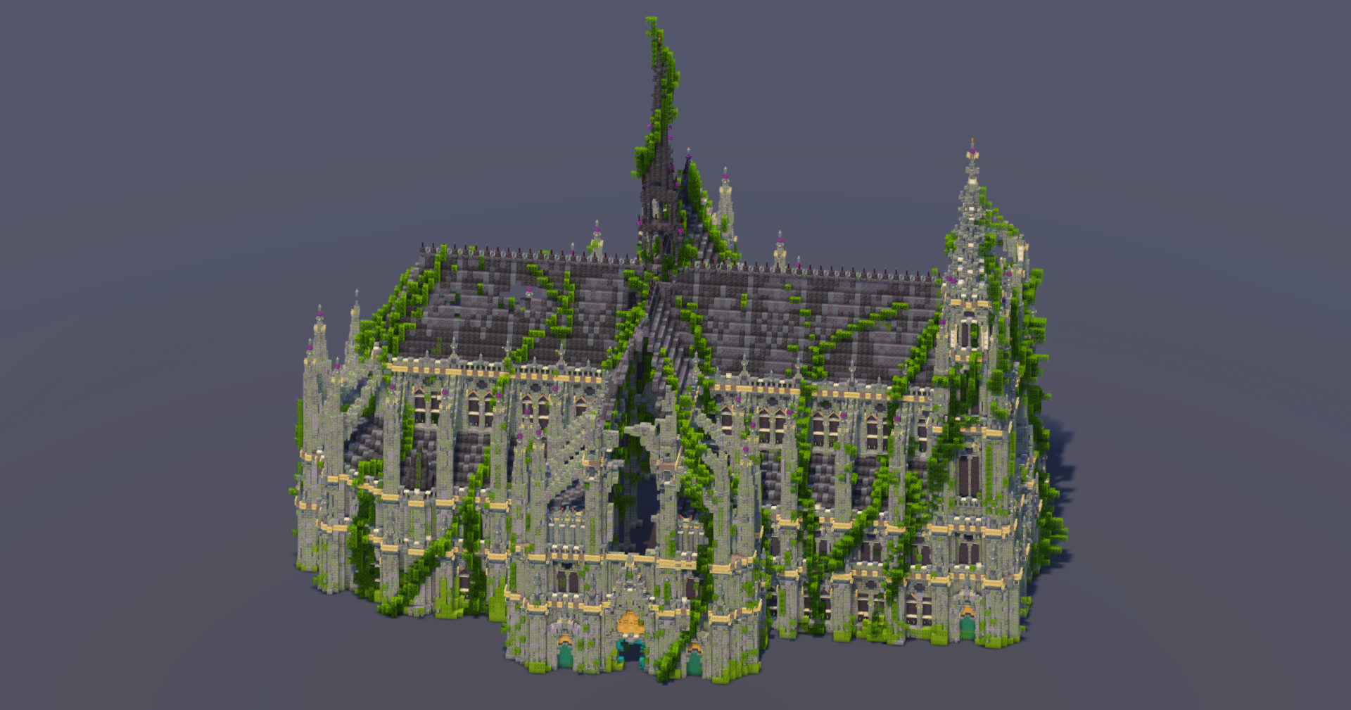 Mossy Overgrown Gothic Cathedral — Minecraft Build by MellowHat (4)