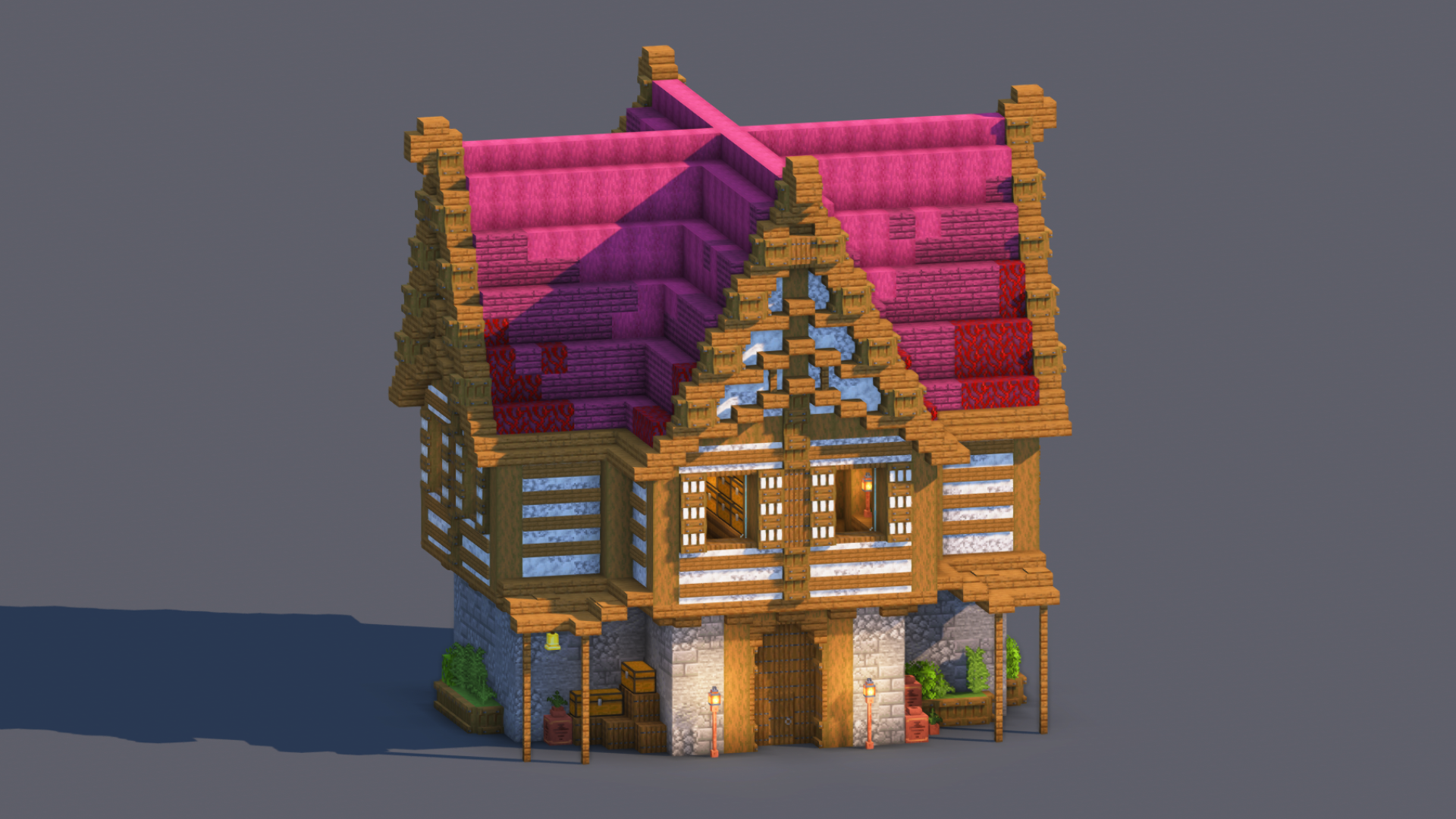 Minecraft Medieval House | Fully Decorated Interior | Survival House Download | Crimson Edition — Minecraft Build by RaekonBuilds
