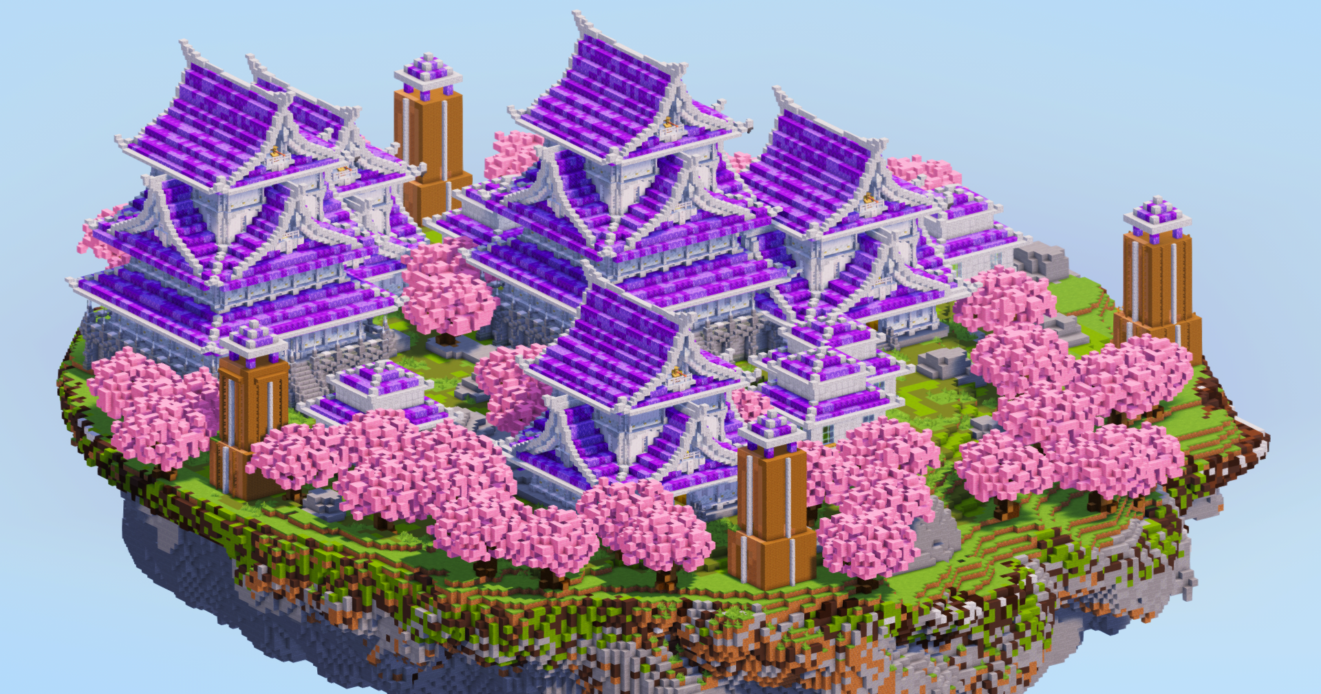 White Amethyst Japanese Floating Island — Minecraft Build by LeonisBuilds (2)