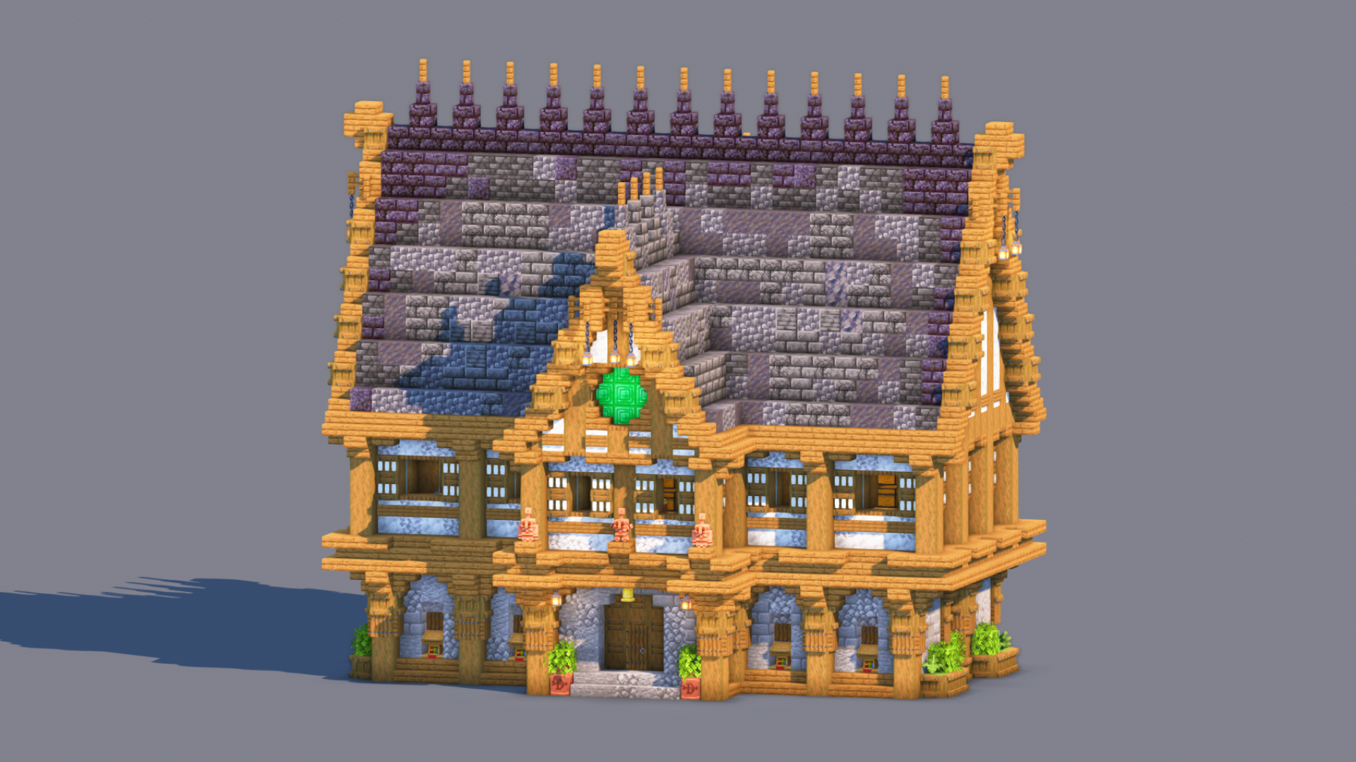 Medieval Trading Hall - Fully Decorated Interior | Download — Minecraft Build by RaekonBuilds (2)