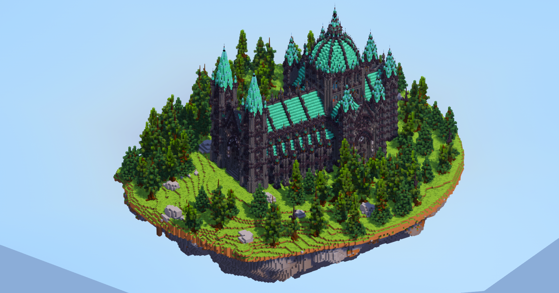 Dark Copper Gothic Cathedral on Floating Island v2 — Minecraft Build by LeonisBuilds (2)