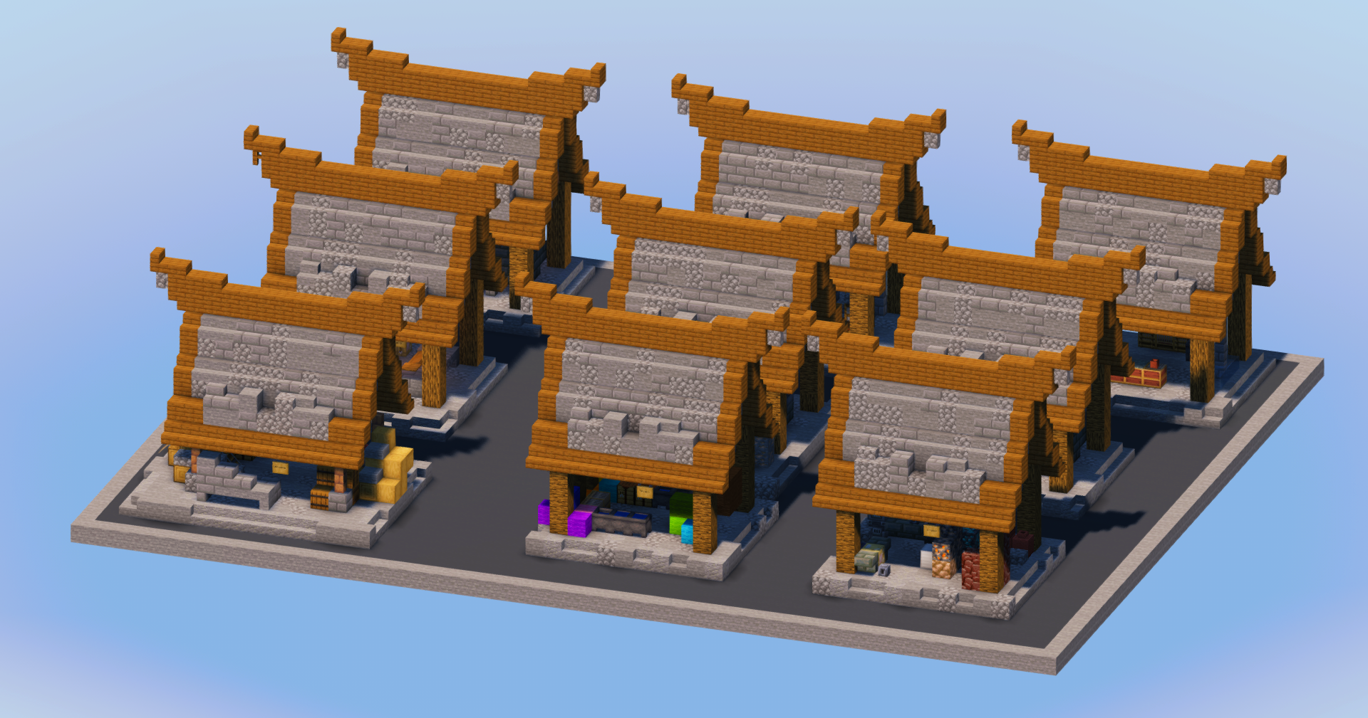 Stone Medieval Markets — Minecraft Build by LeonisBuilds