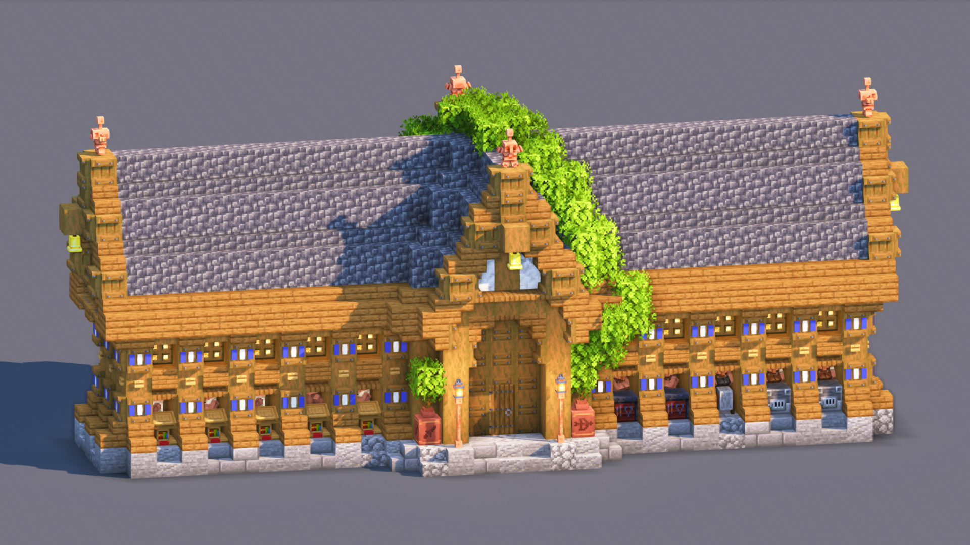 Medieval Trading Hall - Fully Decorated Interior | Download — Minecraft Build by RaekonBuilds