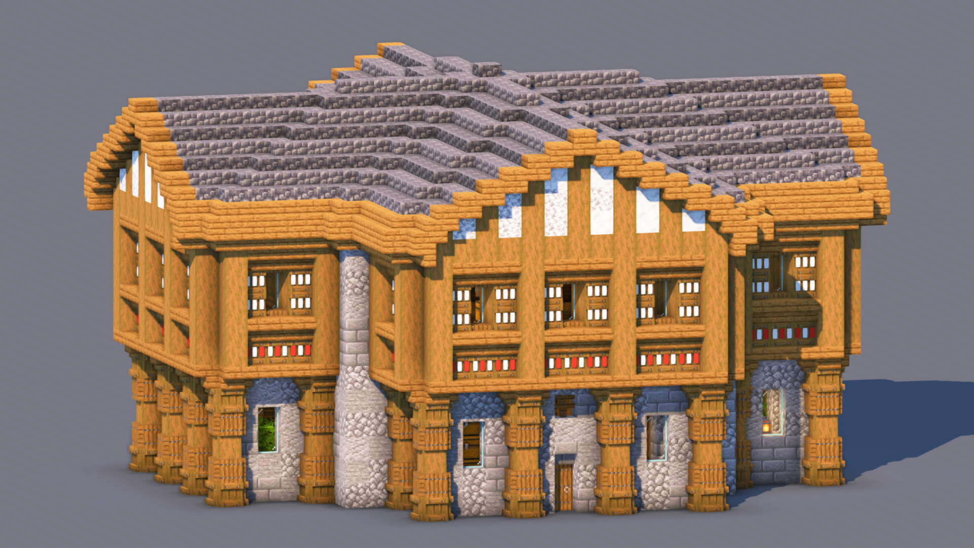 Medieval Trading Hall - Fully Decorated Interior | Download — Minecraft Build by RaekonBuilds (2)