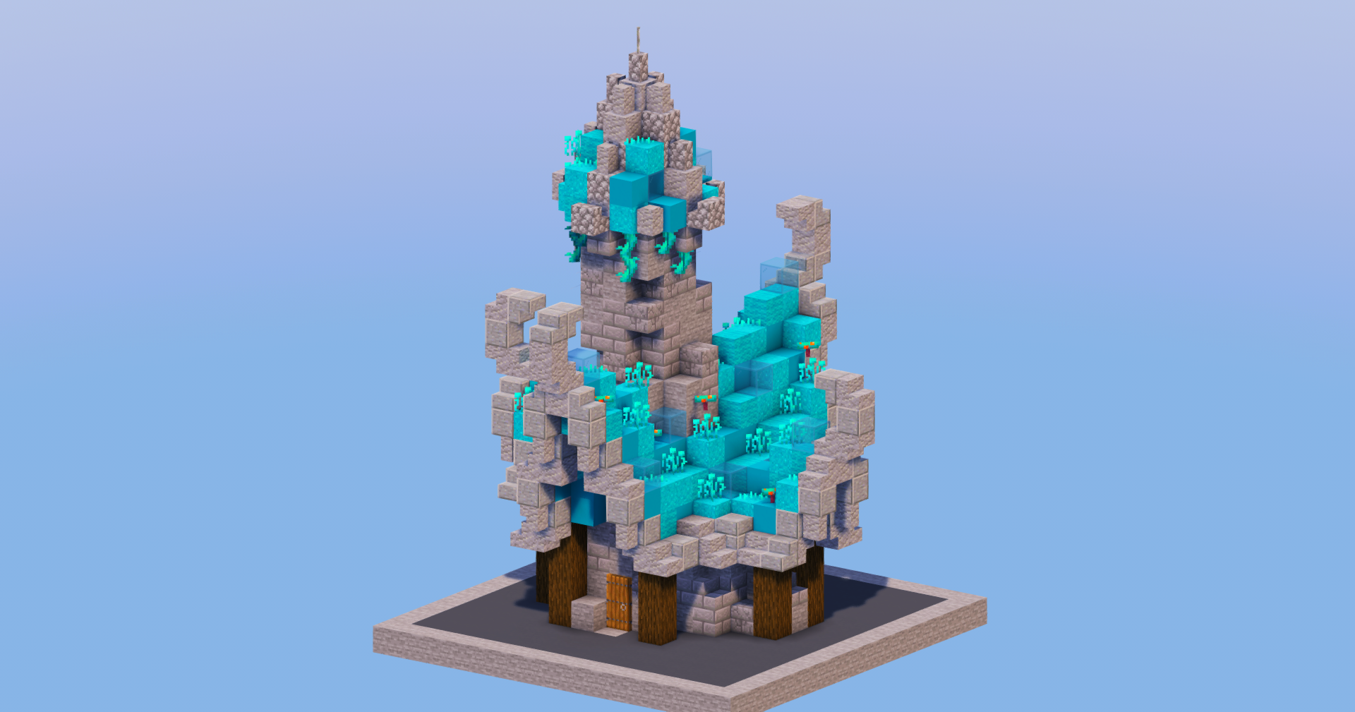 Cyan Medieval Fantasy House 1 — Minecraft Build by LeonisBuilds (2)