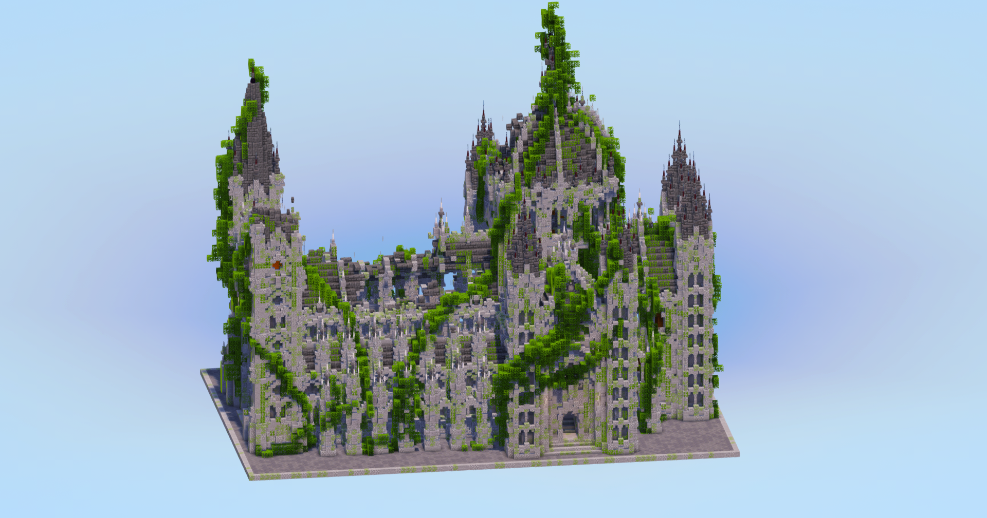 Ruined Overgrown Gothic Cathedral v2 — Minecraft Build by LeonisBuilds (2)