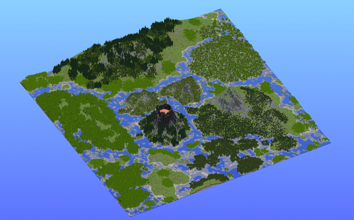 Survival Multibiome Archipelago 2000x2000 Blocks Custom Map, Volcano, Beach, River, Ocean, Deep Ocean, Taiga, Forest, Birch forest, Cypress Forest, Jagged Peaks, Mountains, Dark Oak Forest