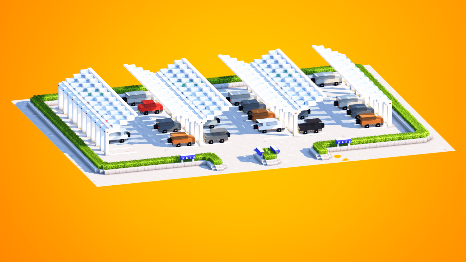 Modern Parking Lot & Solar Carport | City Infrastructure Build — Minecraft Build by RaekonBuilds