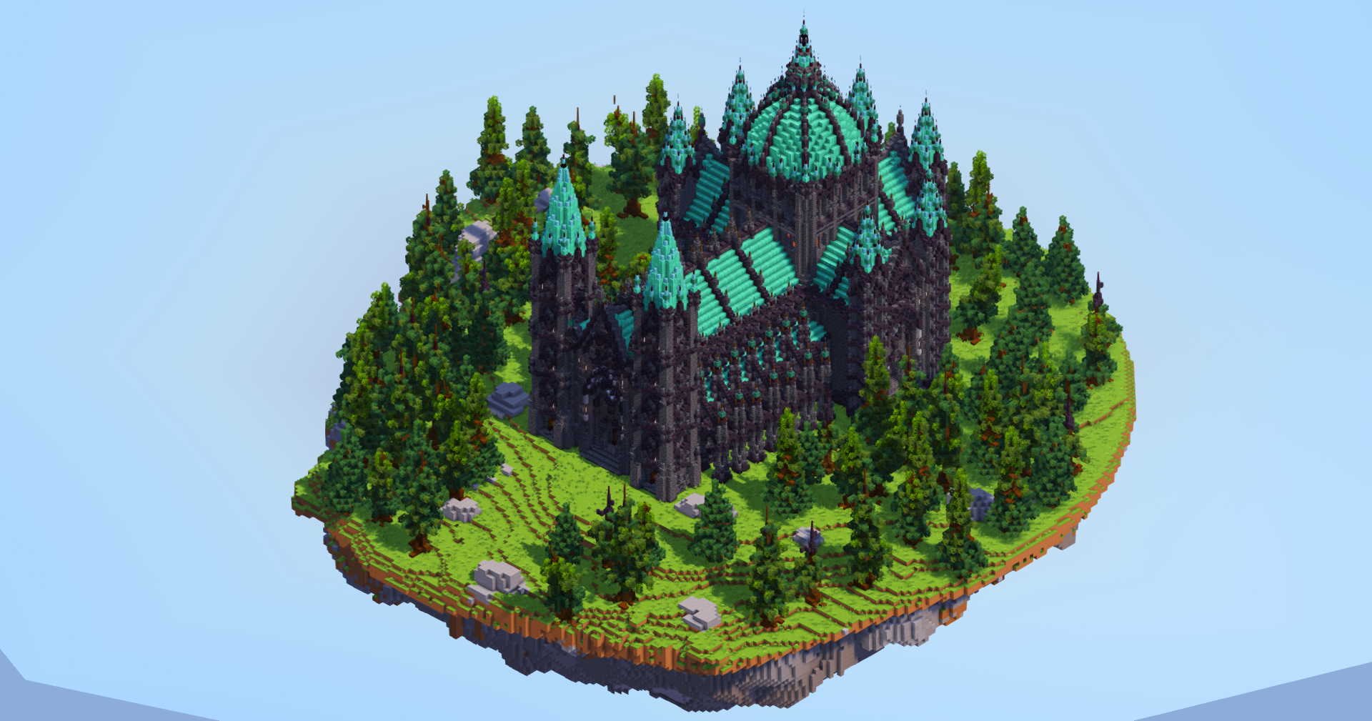 Dark Copper Gothic Cathedral on Floating Island v2 — Minecraft Build by LeonisBuilds (3)