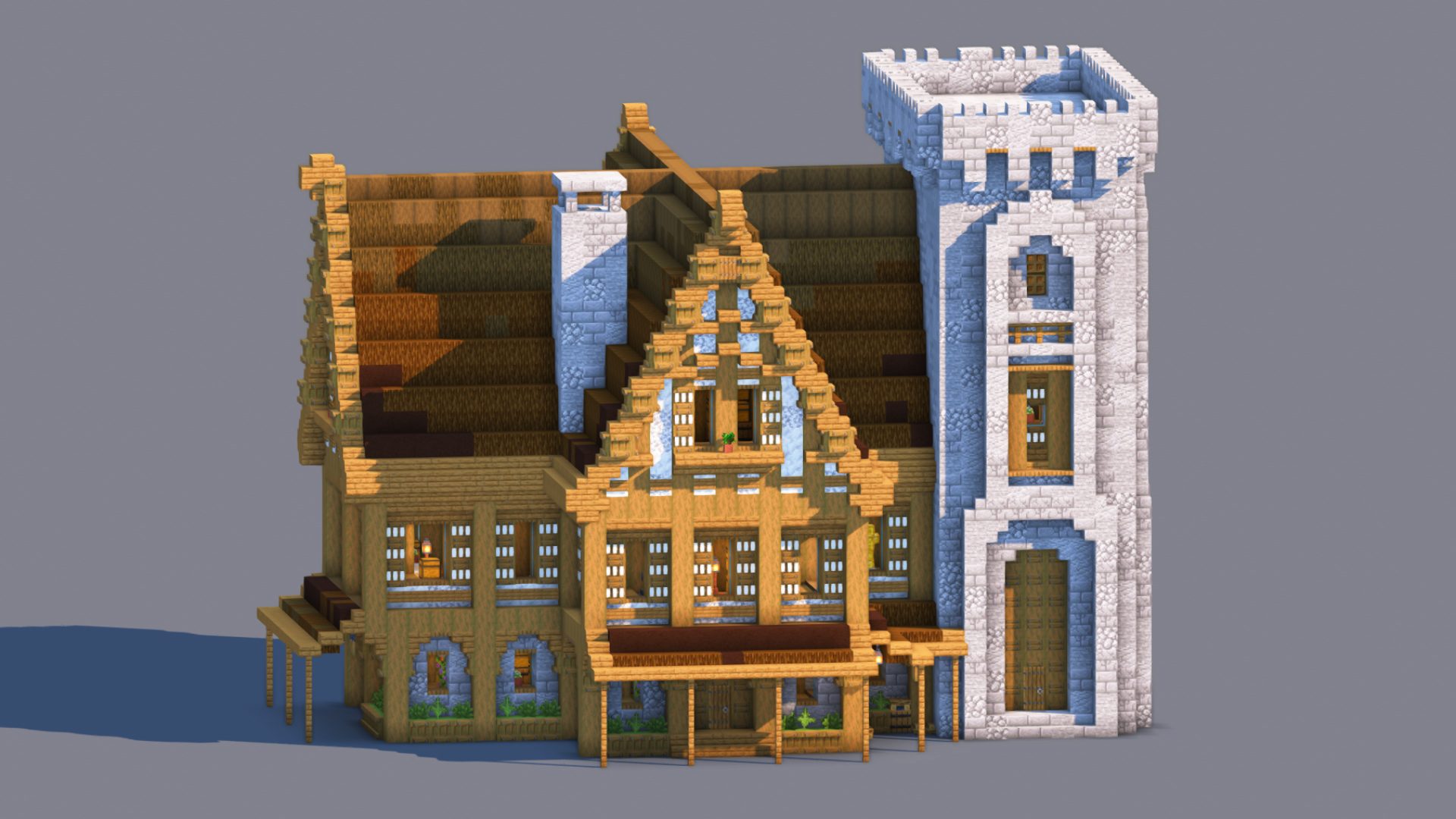 Minecraft Medieval House | Fully Decorated Interior | Survival House Download | Dark Oak Edition — Minecraft Build by RaekonBuilds