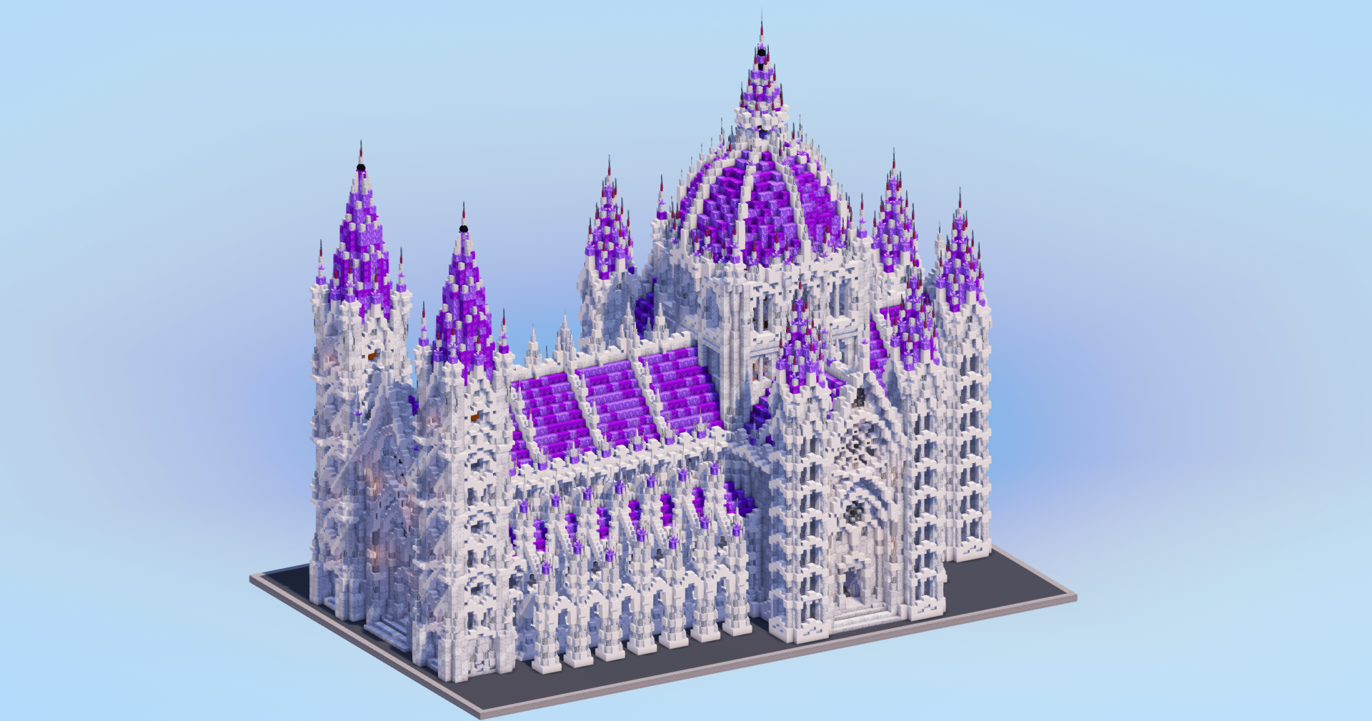 White Amethyst Gothic Cathedral v2 — Minecraft Build by LeonisBuilds (2)