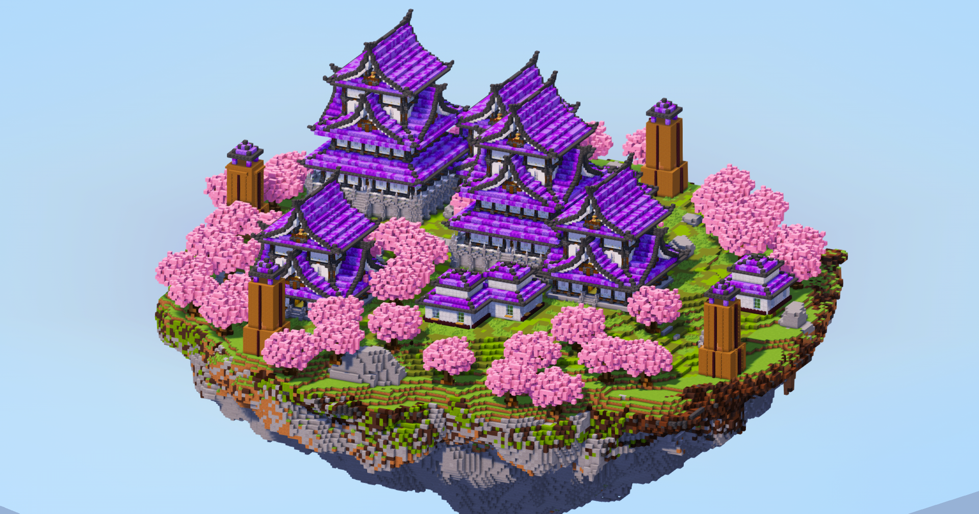 White Amethyst Japanese Floating Island — Minecraft Build by LeonisBuilds