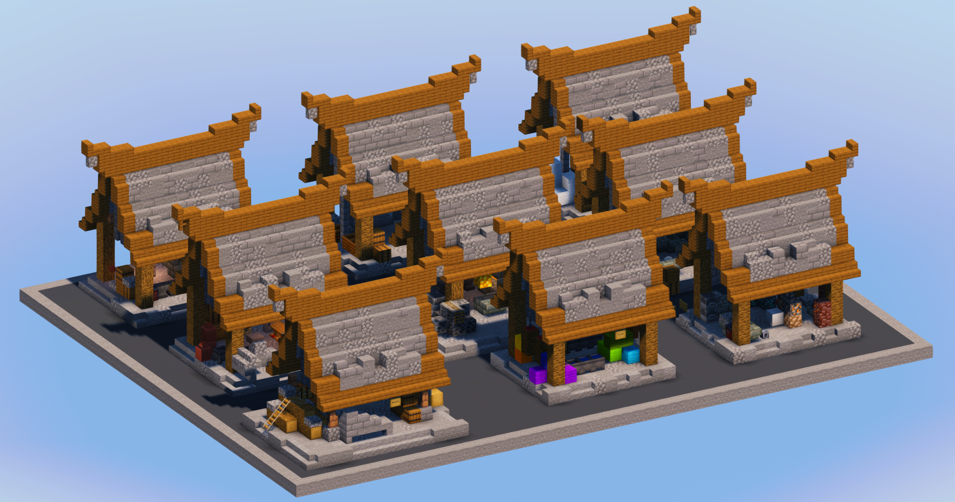Stone Medieval Markets — Minecraft Build by LeonisBuilds (2)