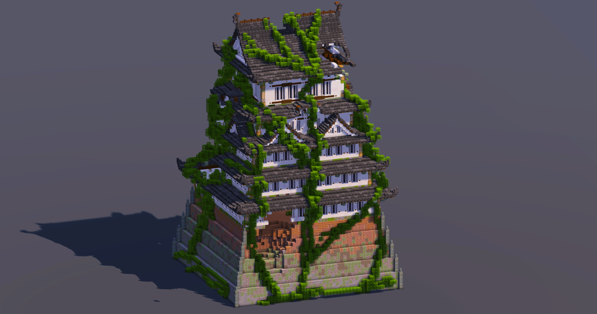 Mossy Overgrown Japanese Castle — Minecraft Build by MellowHat (3)