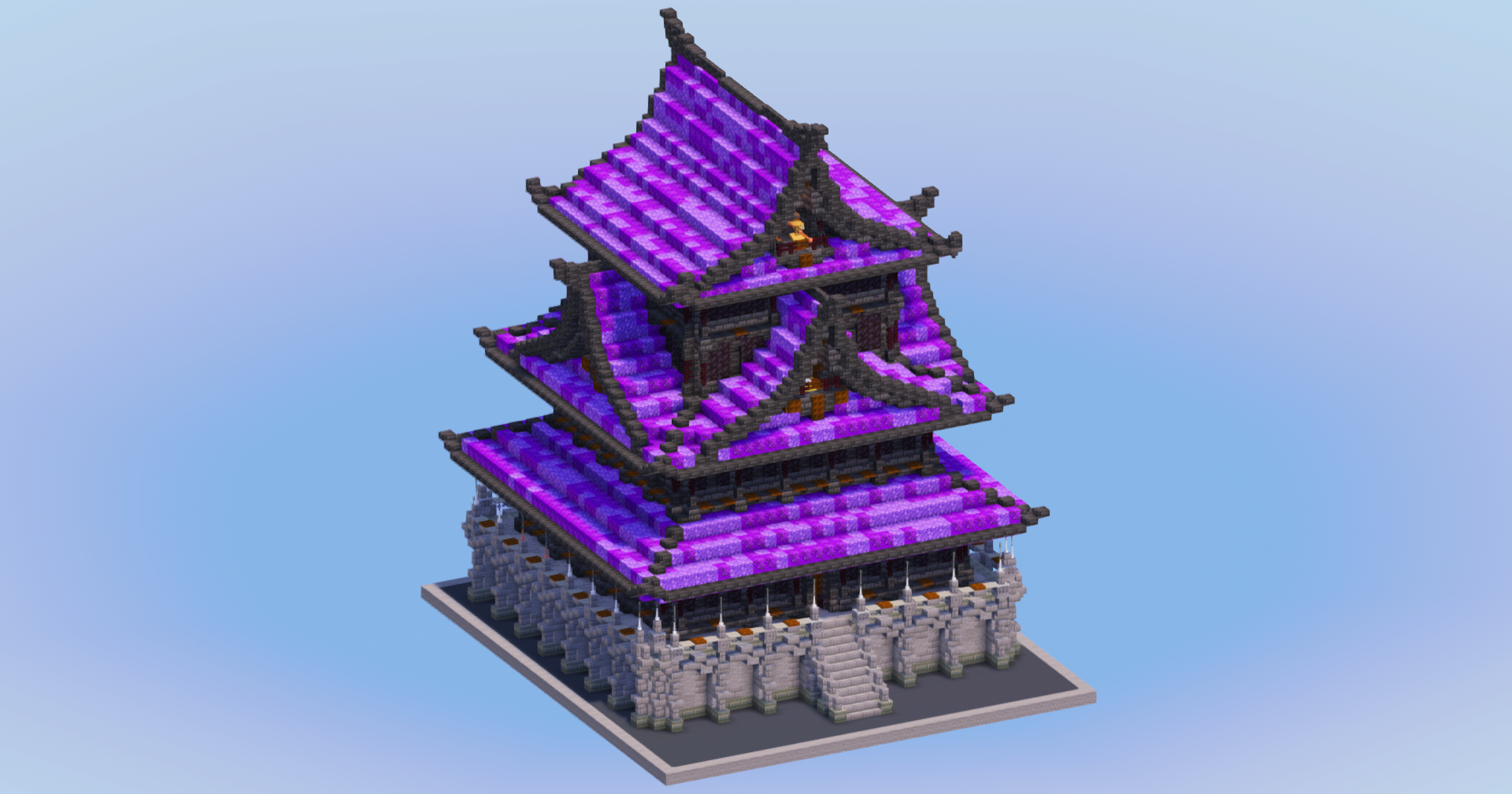 Dark Amethyst Japanese Castle — Minecraft Build by LeonisBuilds (2)