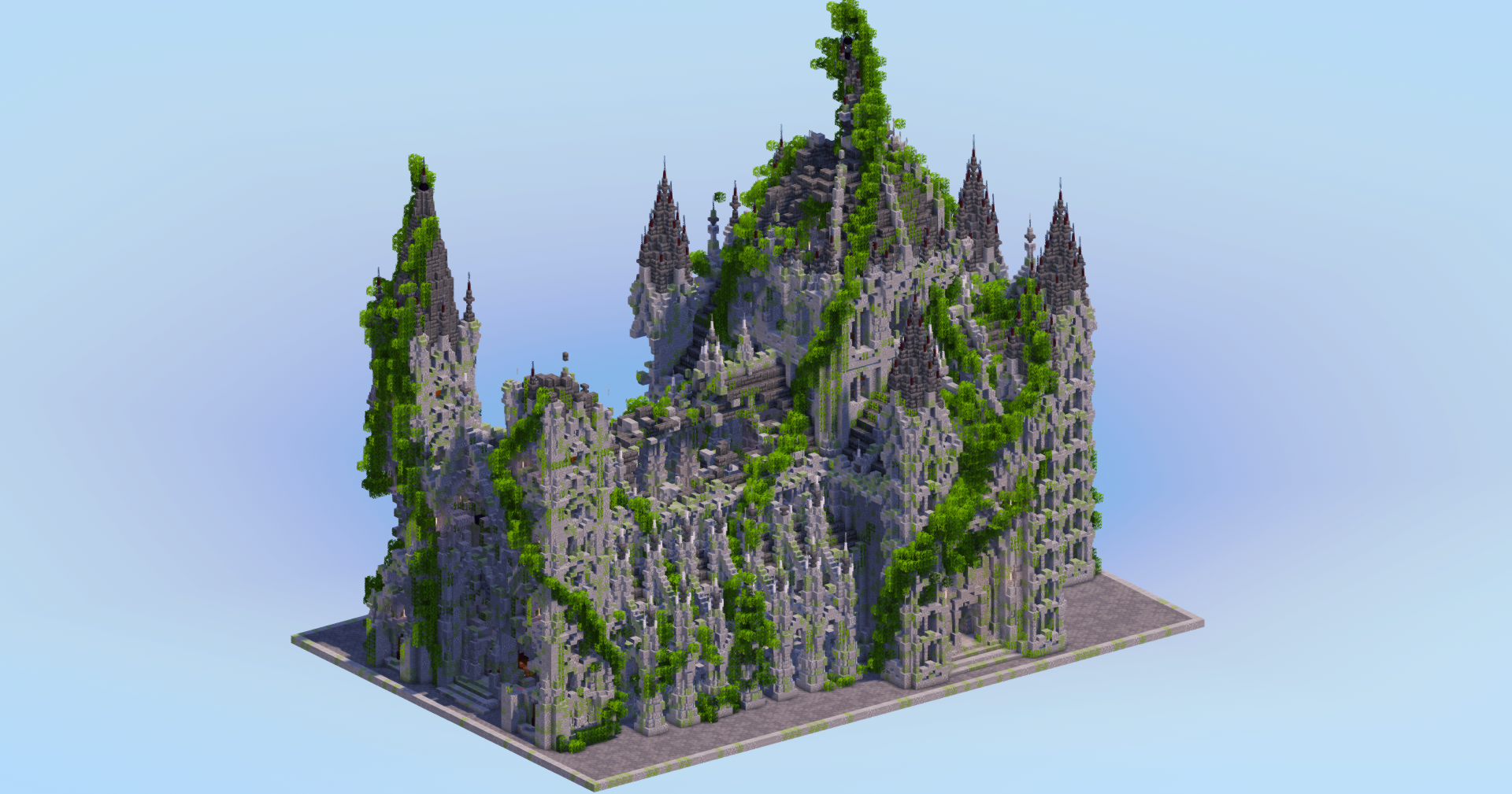 Ruined Overgrown Gothic Cathedral v2 — Minecraft Build by LeonisBuilds (3)