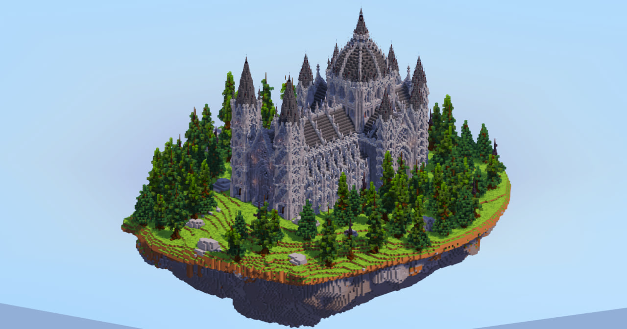 Gothic Cathedral on Floating Island v2 — Minecraft Build by LeonisBuilds (3)