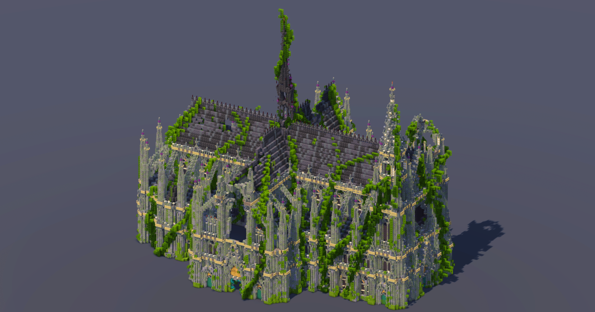 Mossy Overgrown Gothic Cathedral — Minecraft Build by MellowHat (3)