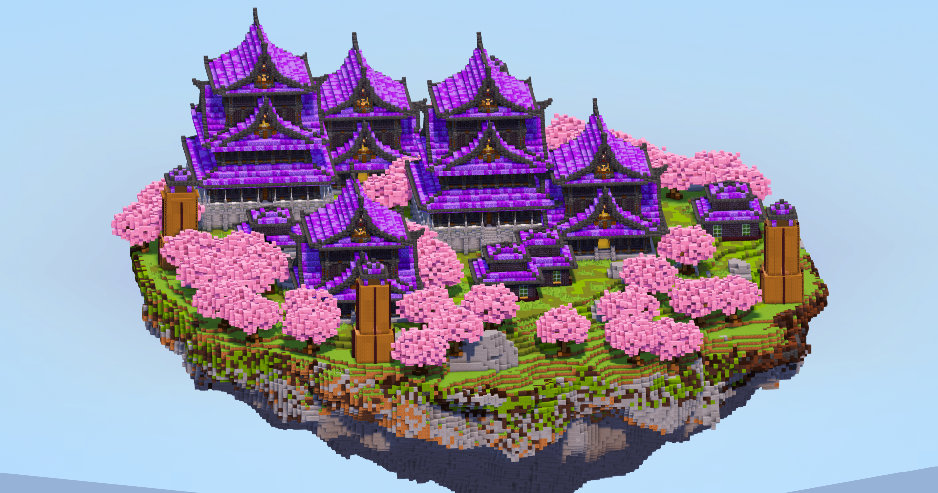 Dark Amethyst Japanese Floating Island — Minecraft Build by LeonisBuilds (2)
