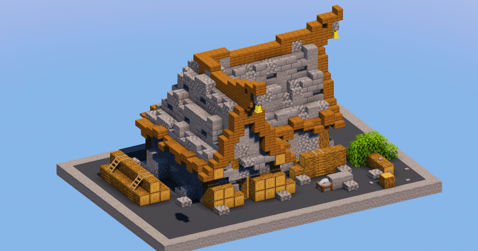 Stone Medieval Lumberjack House — Minecraft Build by LeonisBuilds (2)
