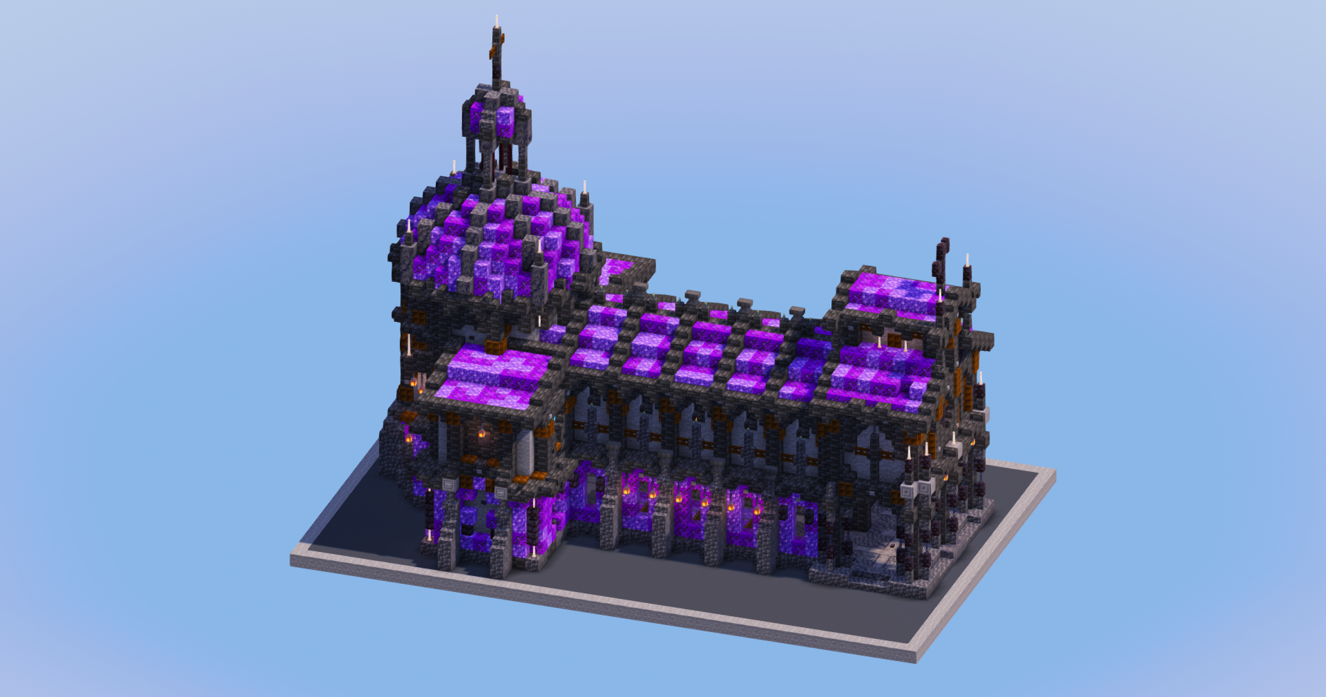 Dark Amethyst Medieval Church — Minecraft Build by LeonisBuilds