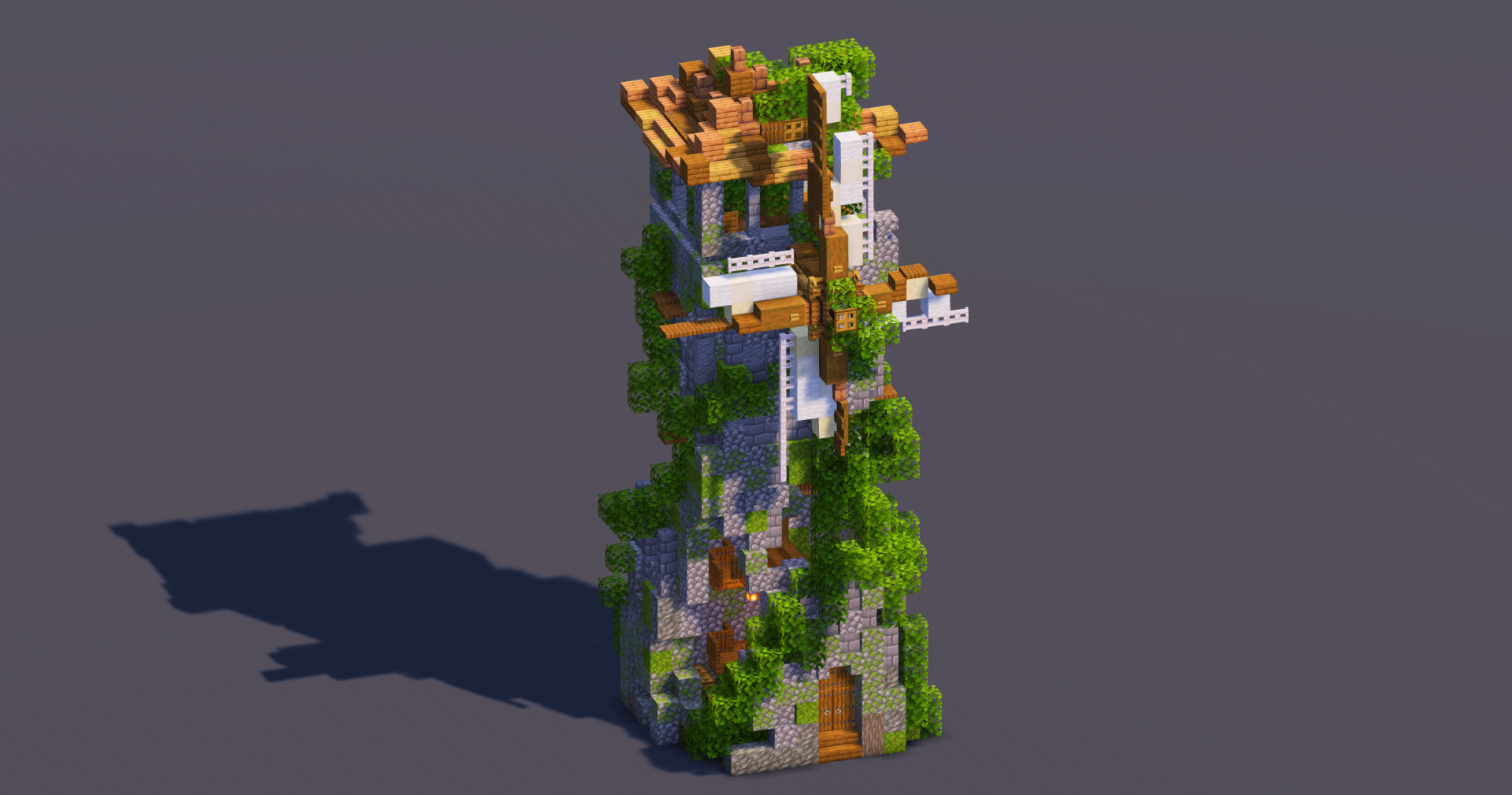 Mossy Overgrown Medieval Windmill — Minecraft Build by MellowHat (3)