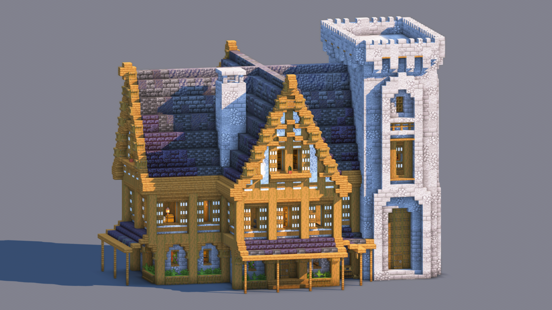 Minecraft Medieval House | Fully Decorated Interior | Survival House Download | Deepslate Edition — Minecraft Build by RaekonBuilds
