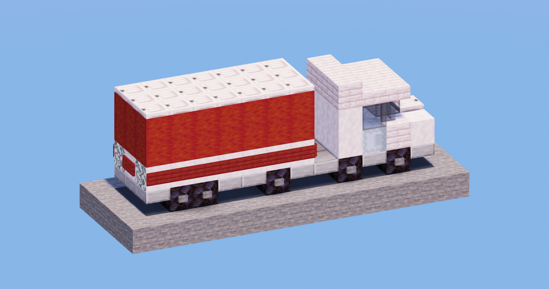 White and Red Truck — Minecraft Build by LeonisBuilds (2)