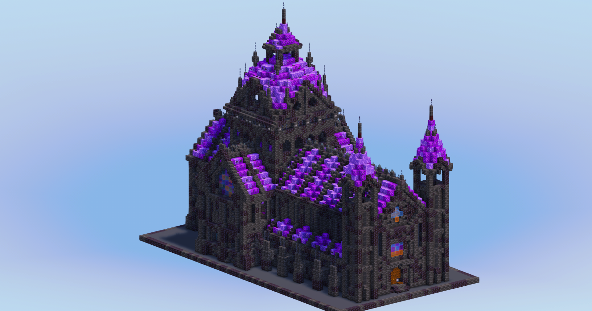 Compact Dark Amethyst Gothic Cathedral — Minecraft Build by LeonisBuilds