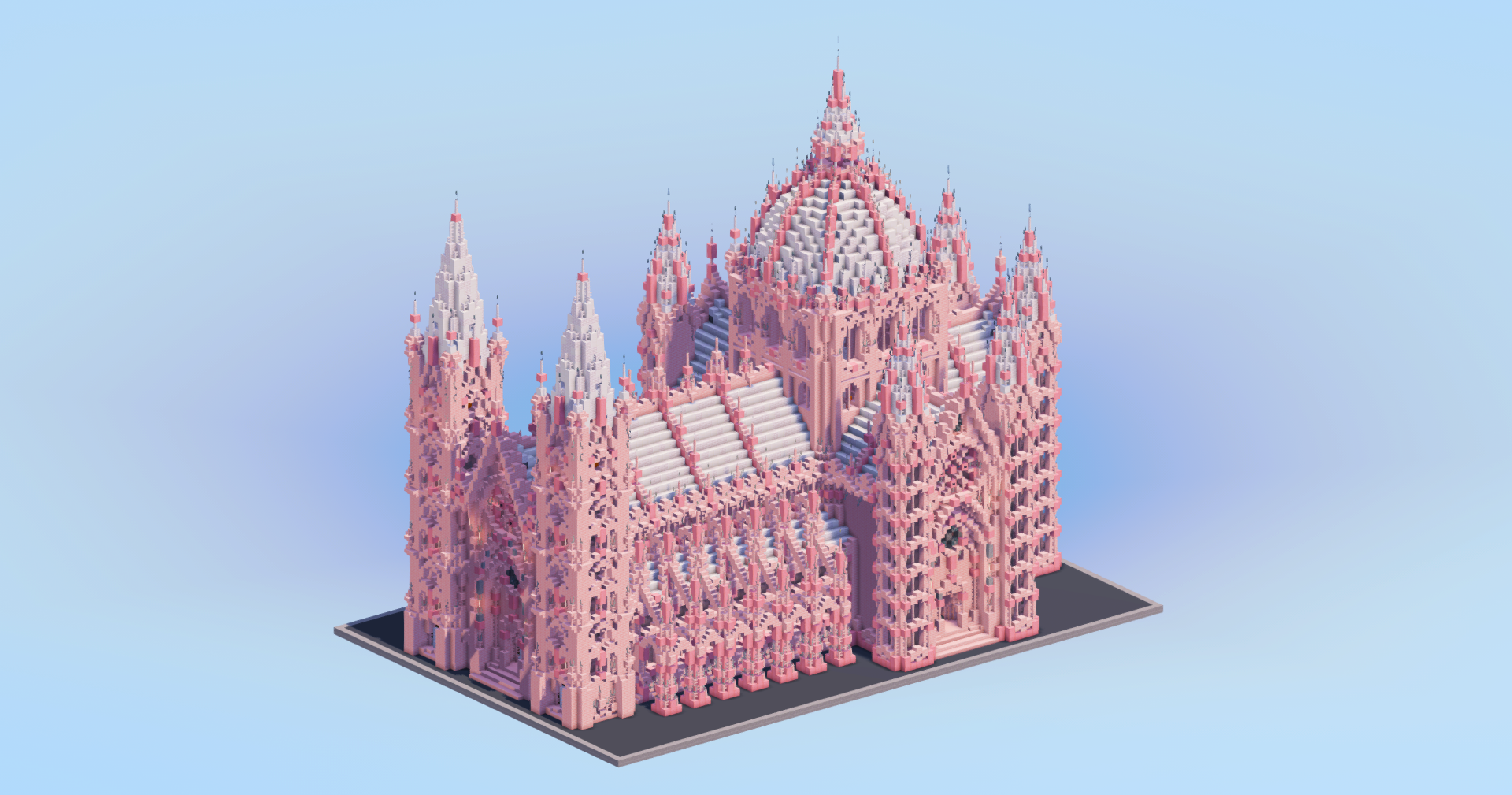 White and Cherry Gothic Cathedral v2 — Minecraft Build by LeonisBuilds