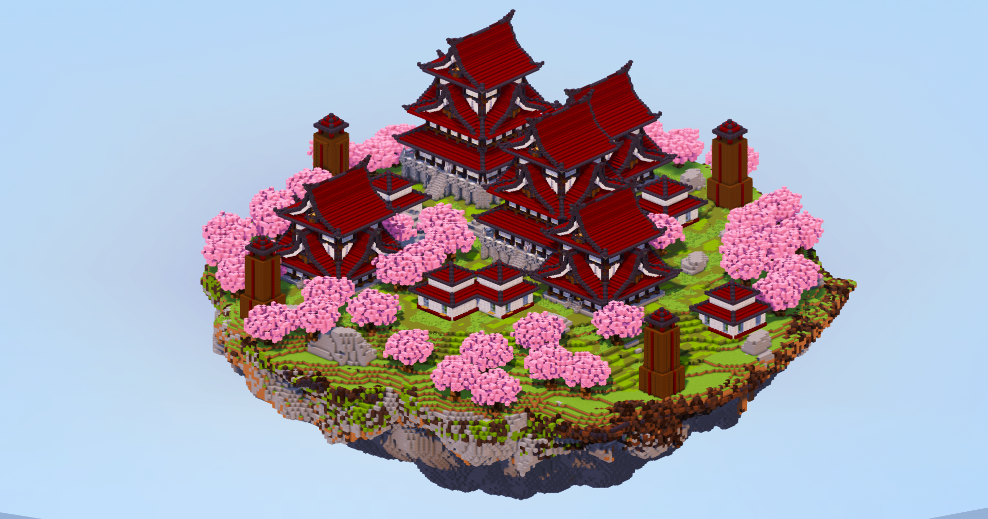 Japanese Floating Island Dark Red — Minecraft Build by LeonisBuilds