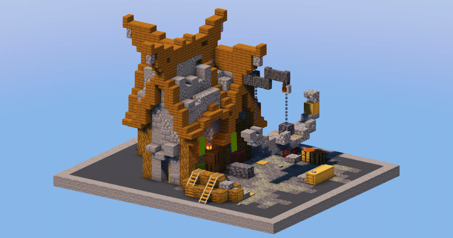 Stone Medieval Carpenter House — Minecraft Build by LeonisBuilds