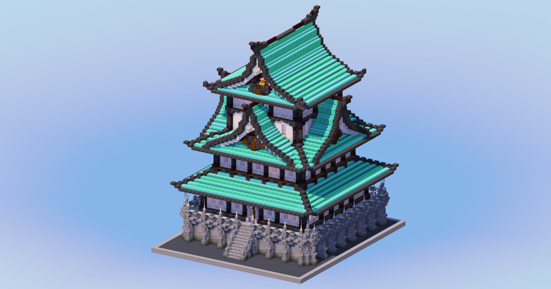 Japanese Castle Dark Copper — Minecraft Build by LeonisBuilds (2)