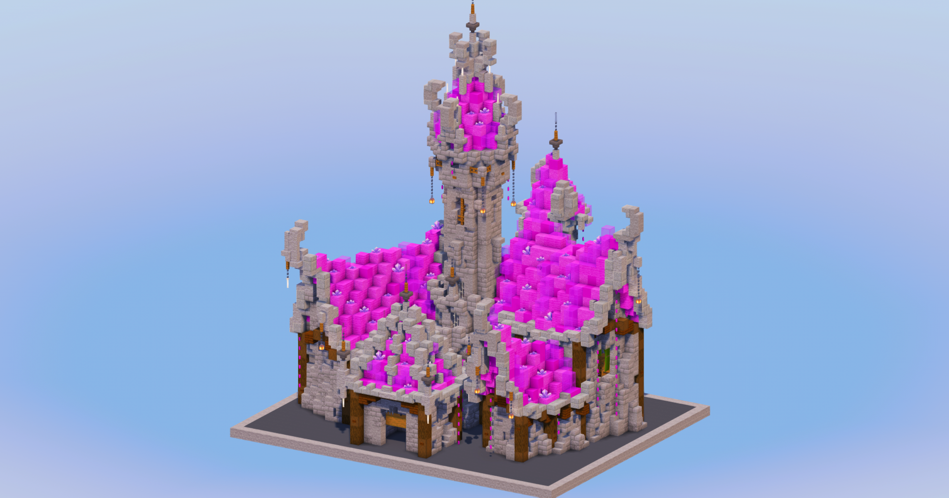 Magenta Medieval Fantasy Castle — Minecraft Build by LeonisBuilds (2)