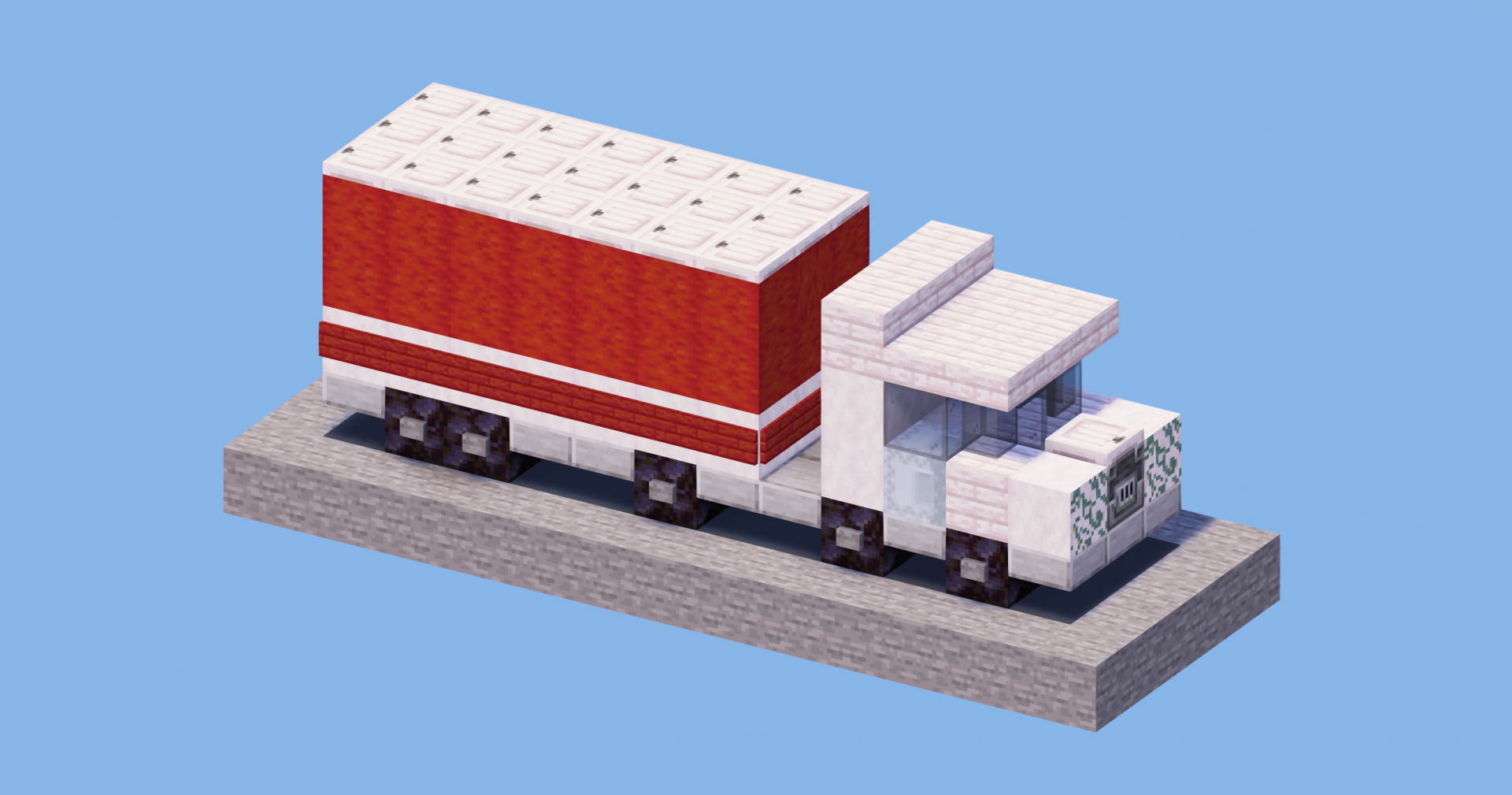 White and Red Truck — Minecraft Build by LeonisBuilds