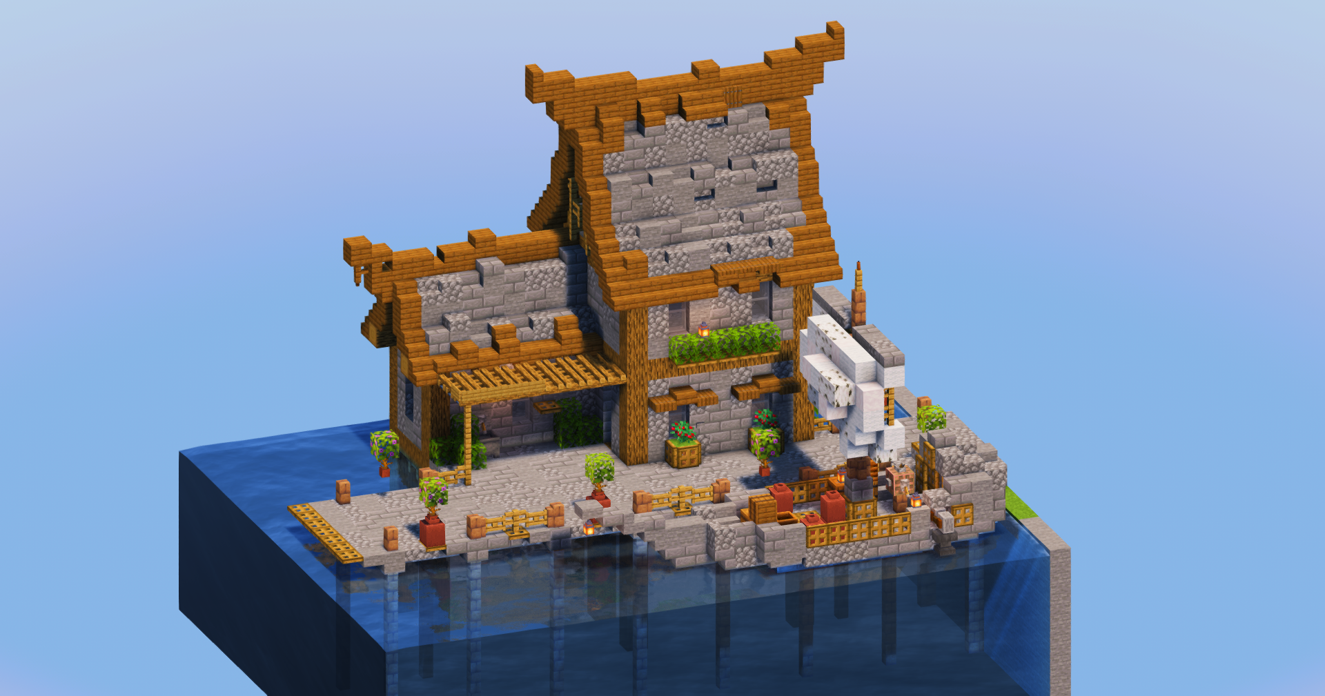 Stone House On A Dock — Minecraft Build by LeonisBuilds (2)