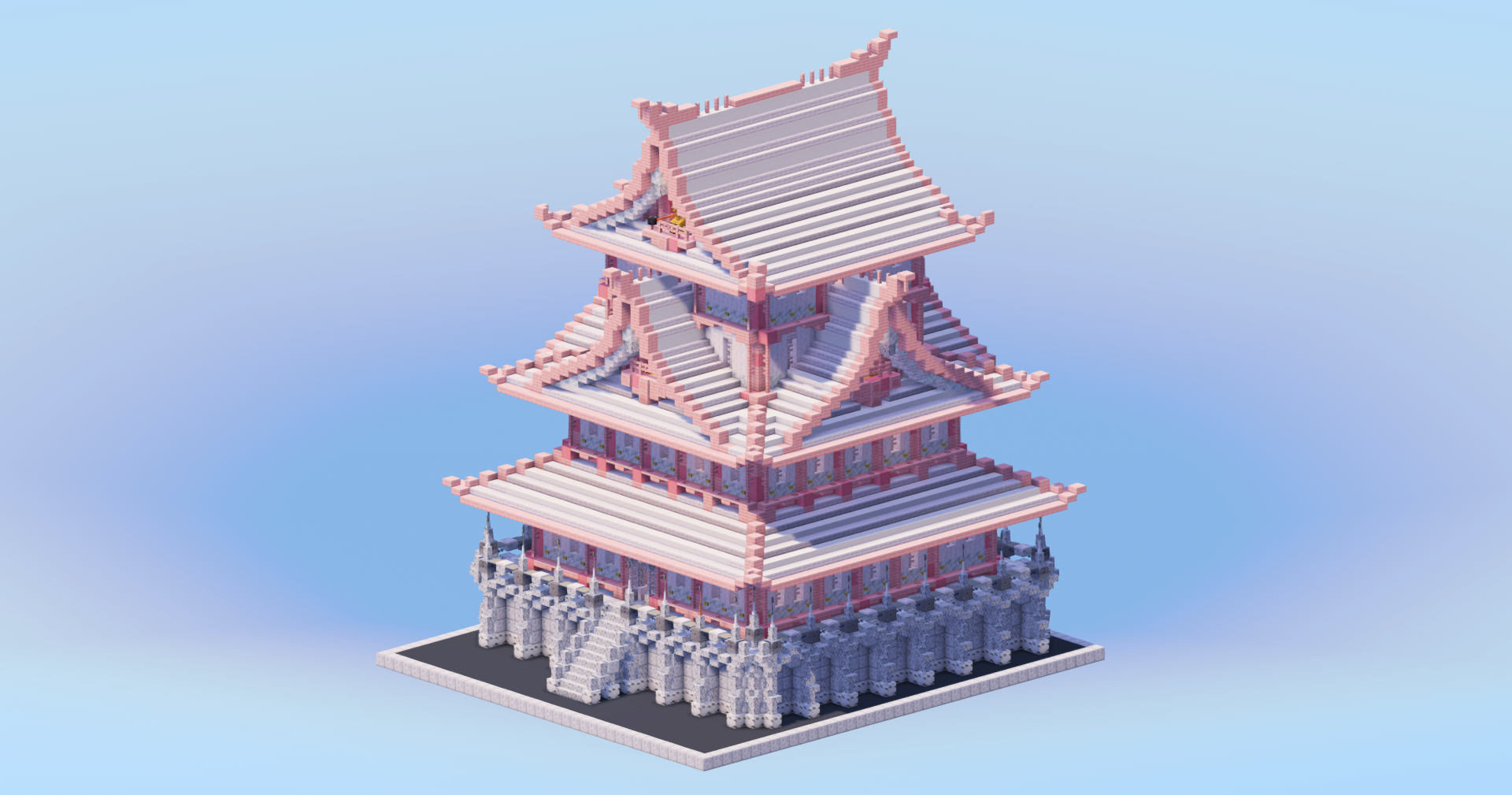 Japanese Castle White and Pink — Minecraft Build by LeonisBuilds