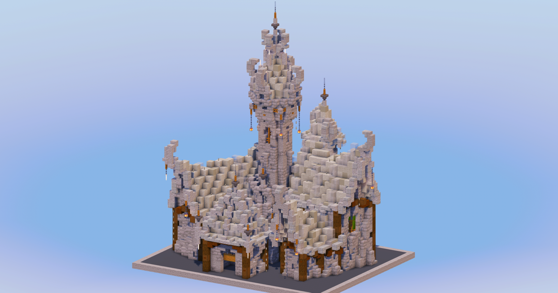 Light Gray Medieval Fantasy Castle — Minecraft Build by LeonisBuilds