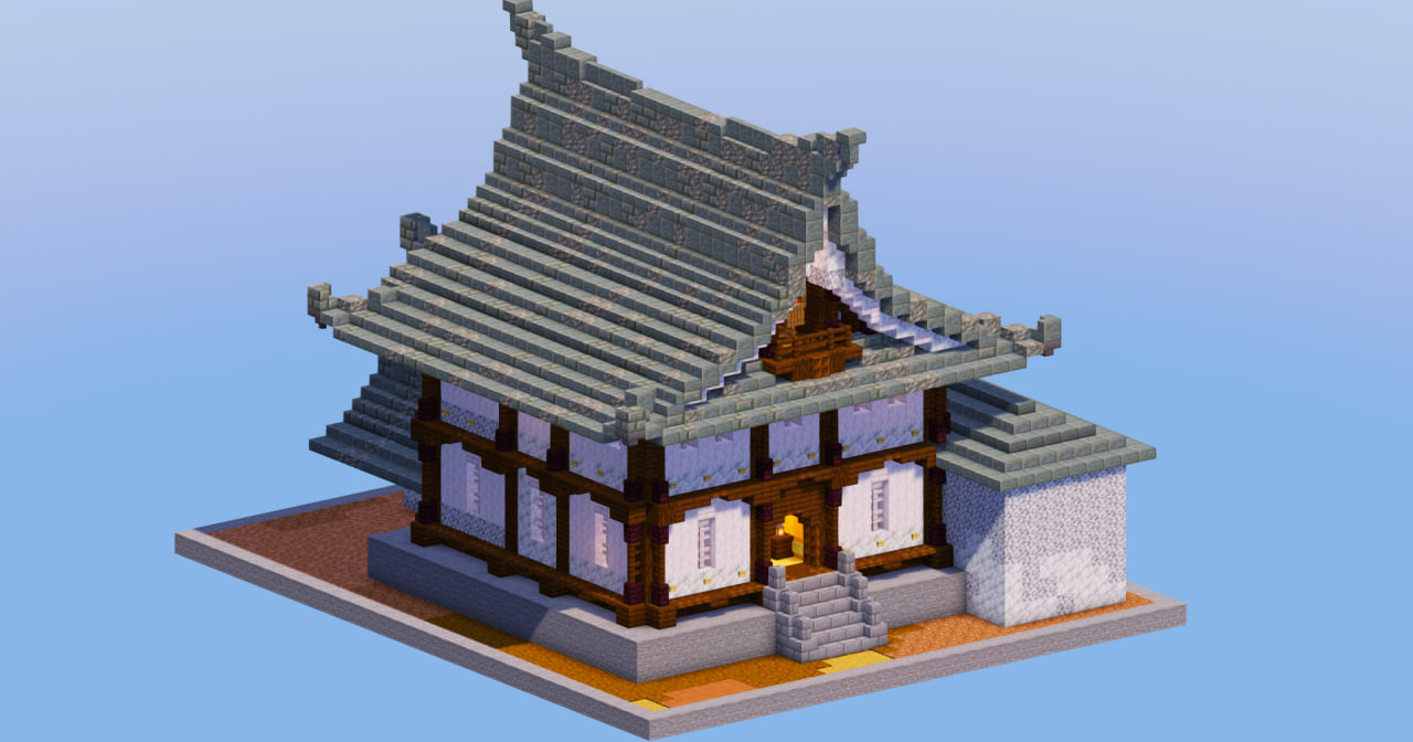 Japanese Temple House Tuff Bricks — Minecraft Build by LeonisBuilds