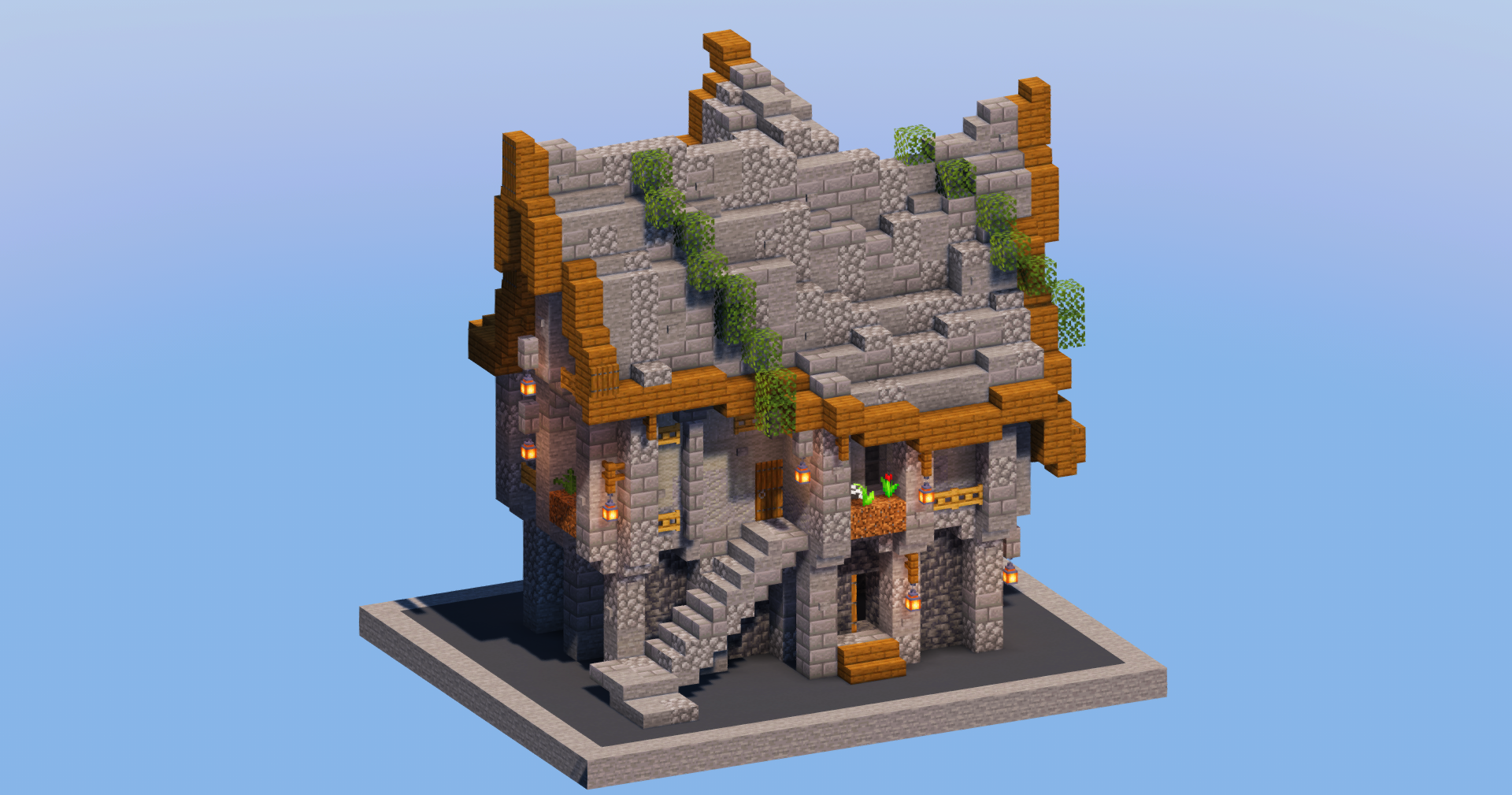 Stone Medieval Tavern — Minecraft Build by LeonisBuilds