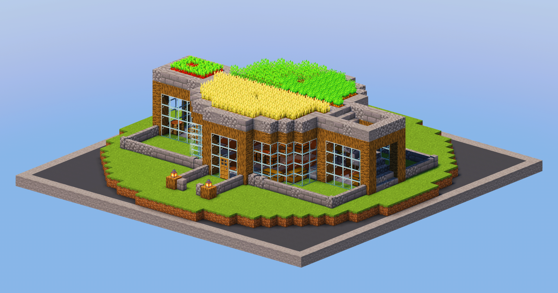 Stone Starter Base with Farm — Minecraft Build by LeonisBuilds