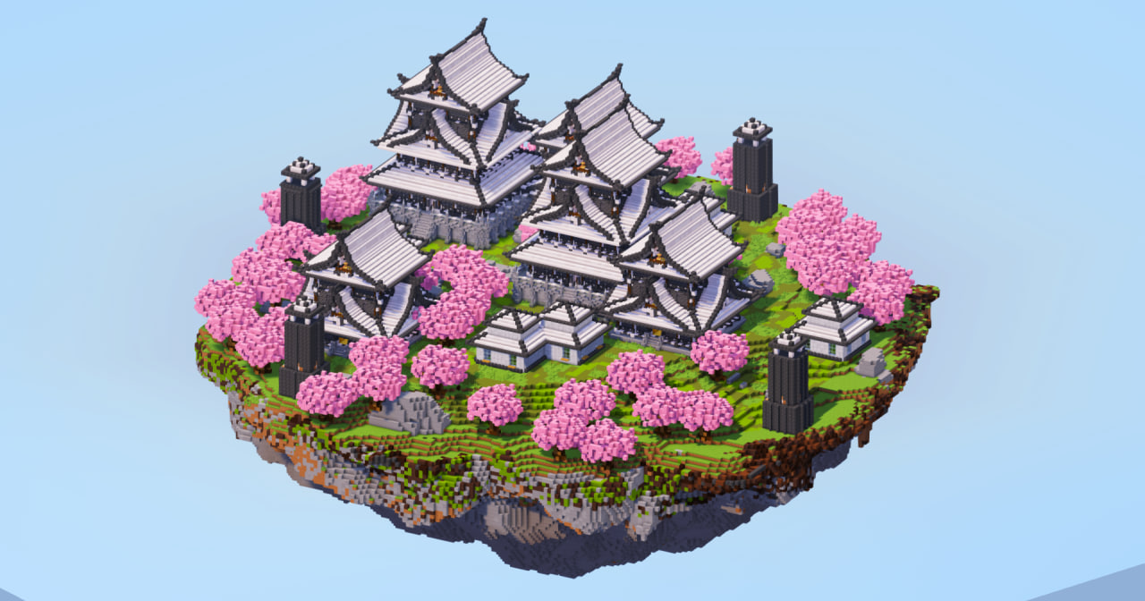 Pale Oak Japanese Floating Island — Minecraft Build by LeonisBuilds (2)