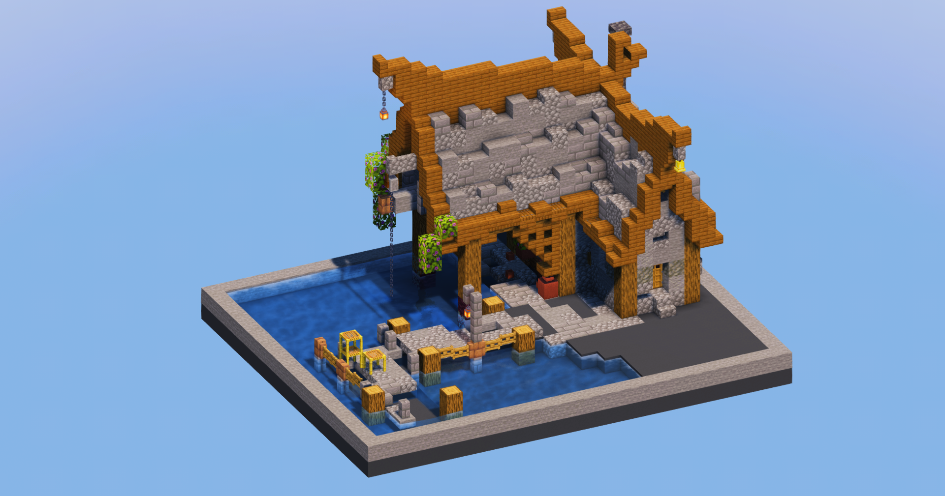 Stone Medieval Wharf — Minecraft Build by LeonisBuilds (2)