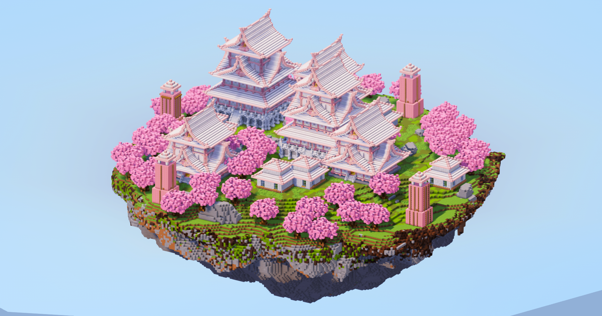 White and Cherry Japanese Floating Island — Minecraft Build by LeonisBuilds (2)