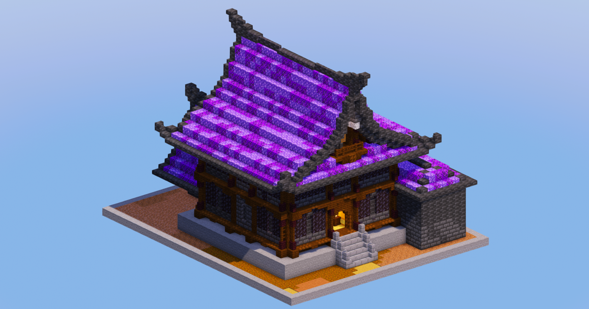 Dark Amethyst Japanese Temple House — Minecraft Build by LeonisBuilds (2)
