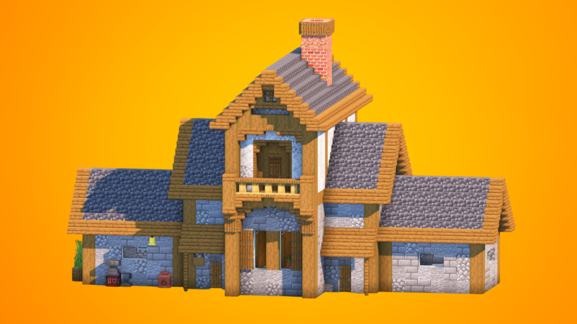 Medieval Blacksmith Estate with Upper Balcony | Fully Furnished Interior — Minecraft Build by RaekonBuilds
