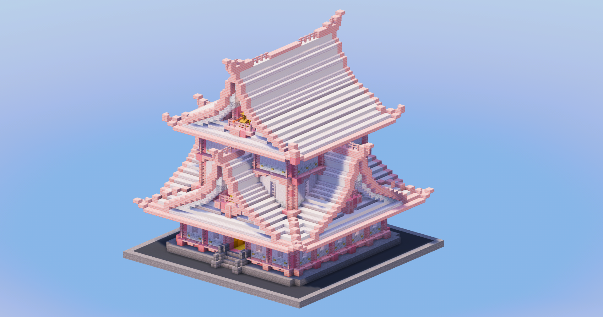 White and Cherry Japanese Temple — Minecraft Build by LeonisBuilds (2)