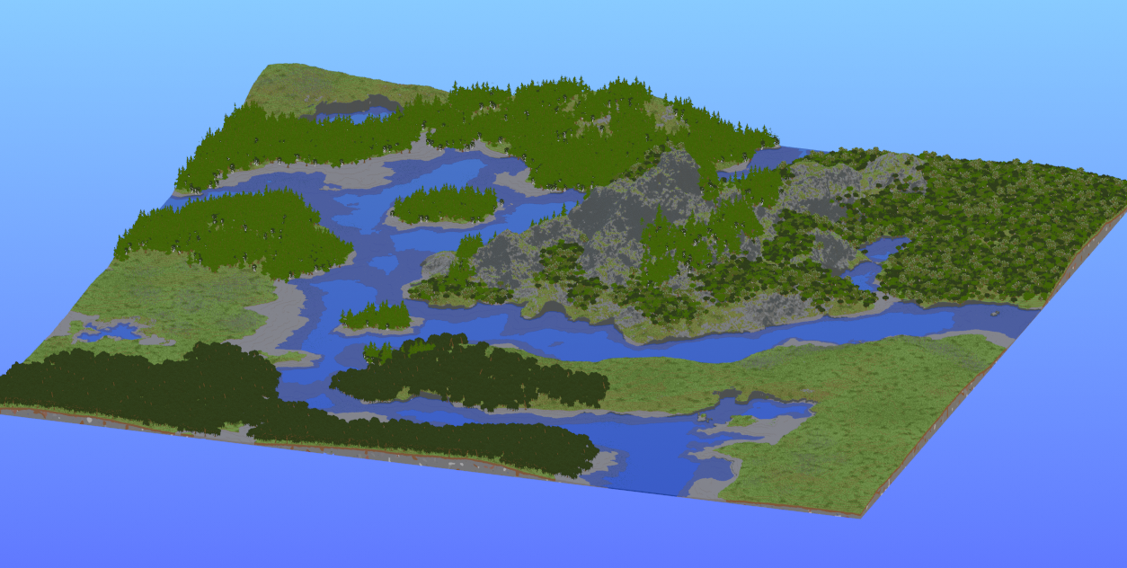 Survival Multibiome Rivers 2000x2000 Blocks Custom Map, River, Forest, Plains, Oak forest, Birch forest, Mountains, Jagged Peaks, Willow forest