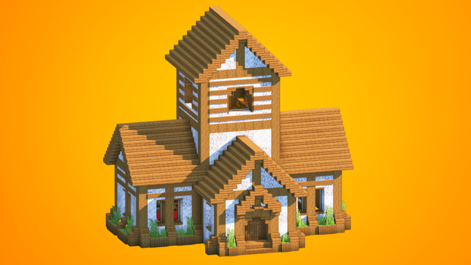 Medieval Cruciform House with Central Tower | Fully Furnished Interior — Minecraft Build by RaekonBuilds